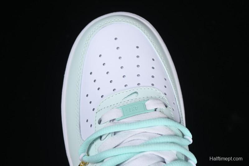 Nike Air Force 1 '07 Low Gold-Inlaid Jade Casual Sneakers with Strap - XV7981-476