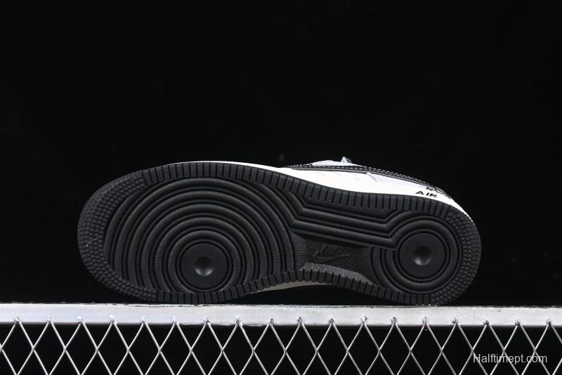 Nike Air Force 1 '07 Low Stussy Collaboration Grey Pigskin Black Swoosh Low-Top Casual Sneakers - XZ3318-099