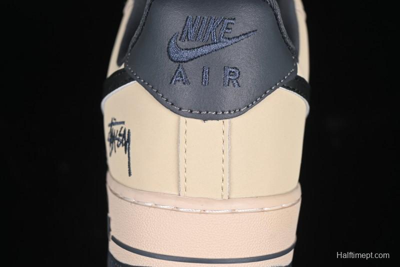 Nike Air Force 1 '07 Low Stussy Collaboration Grey Fog Swoosh Low-Top Casual Sneakers - KK1988-033