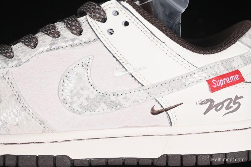 Nike SB Dunk Low Supreme Year of the Snake Limited Edition Grey Python Print Anniversary Custom Low-Top Casual Sneakers - XS1086-018