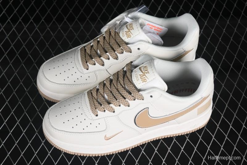 Nike Air Force 1 '07 Low QR Code Metallic Gold Star Sneakers Low-Top Casual Shoes - CU1836-965