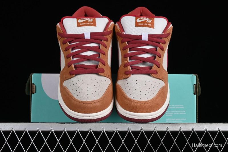 Nike SB Dunk Low Pro Brown Red Colorway SB Low Top Casual Skate Shoes - BQ6817-202