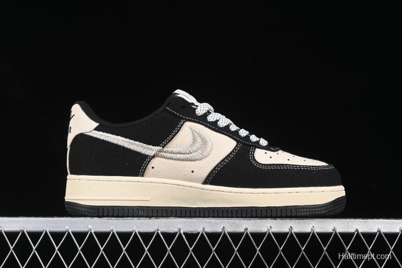 Nike Air Force 1 '07 Low Stussy Collaboration Beige Black Low-Top Casual Sneakers - XZ6188-762