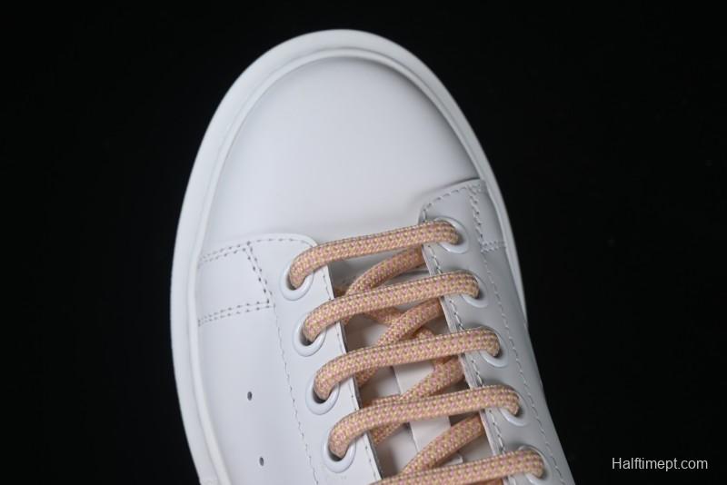 Alexander McQueen Oversized Sneakers with Mirror Silver Heel - White Leather Lace-Up Shoes