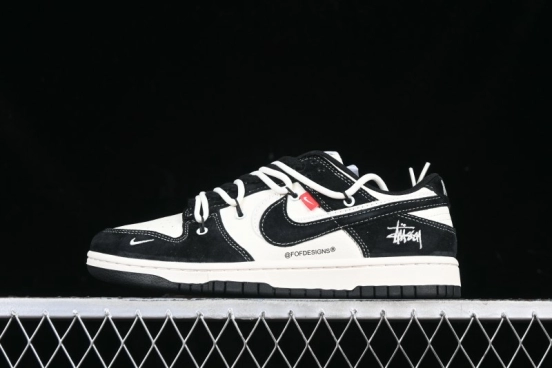 Nike SB Dunk Low Stussy Collaboration Strap Embroidered Black Swoosh Anniversary Custom Low-Top Casual Skate Shoes - YX5066-241