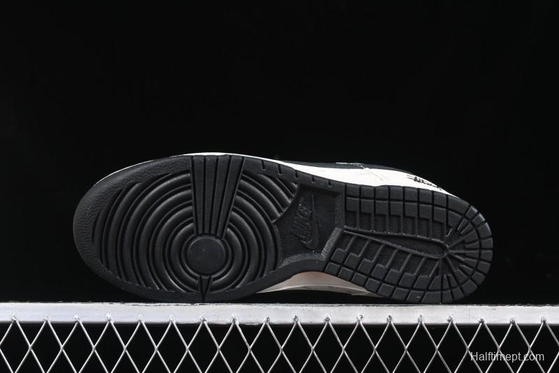 Nike SB Dunk Low Stussy Collaboration Black Blue Suede Anniversary Custom Low-Top Casual Skate Shoes - XS1086-013