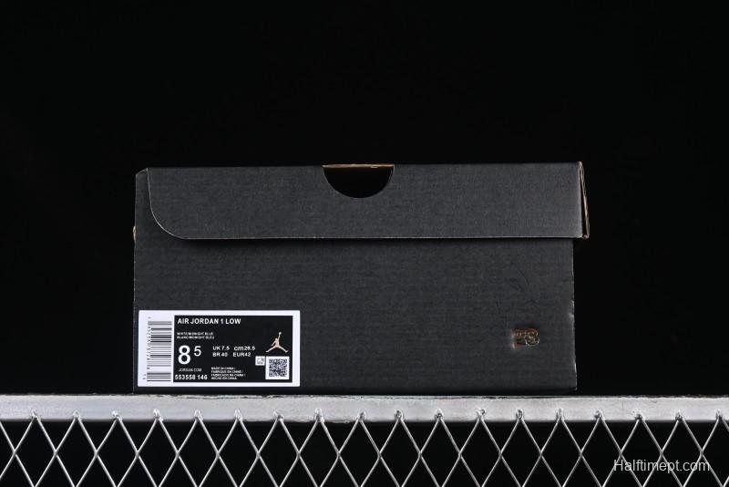 Nike Air Jordan 1 Low AJ1 Casual Sneakers with Cream and Blue Accents - 553558-146