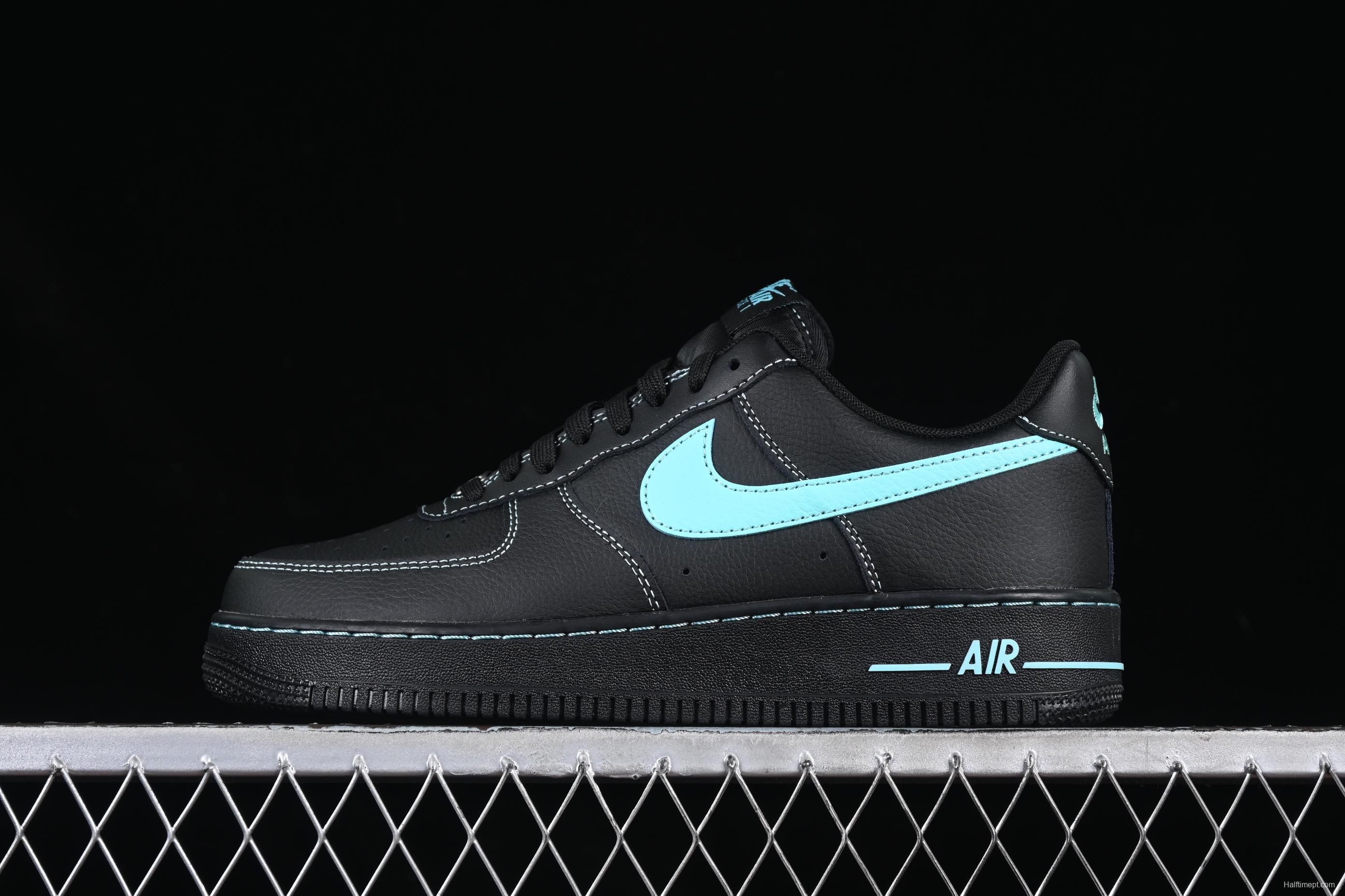 Nike Air Force 1 Low "Tiffany Blue" – Black & Aqua Classic
