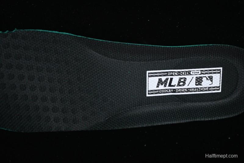 NY Yankees Black Leather Sneakers – Bold Orange Logo Edition