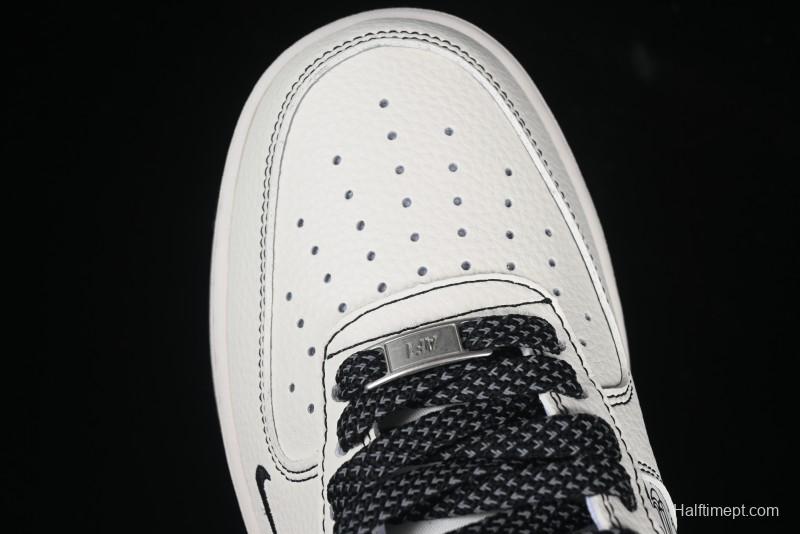 Nike Air Force 1 '07 Low Custom Casual Sneakers with Multiple Swoosh Design - HH7518-068