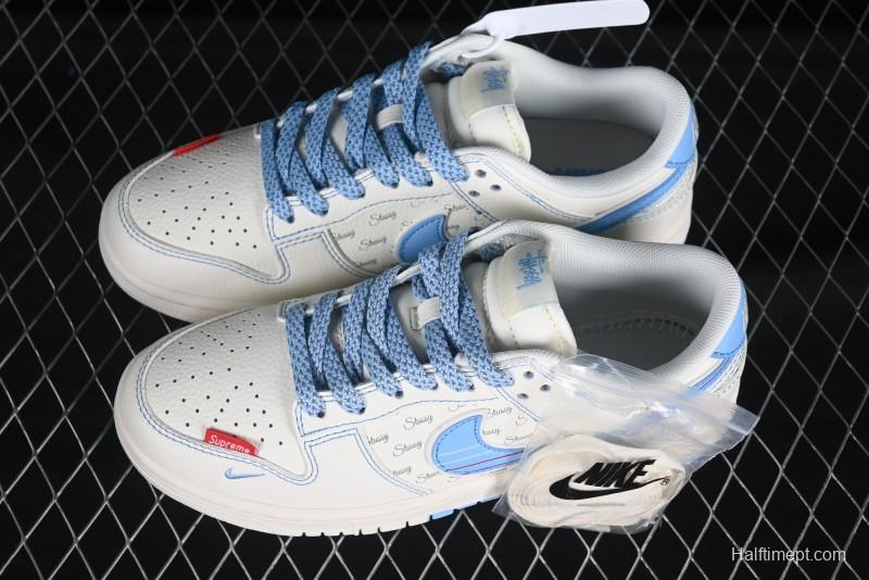 Nike x Stussy x Supreme Dunk Low "Light Cream & Baby Blue"
