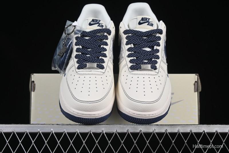 Nike Air Force 1 'Wave Swoosh' Edition – White & Navy**