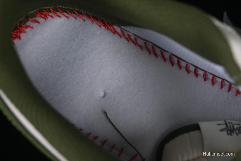 Nike Air Force 1 '07 Low Stussy Collaboration Dual-Tone Beige Green Casual Sneakers with Strap - XS1958-525