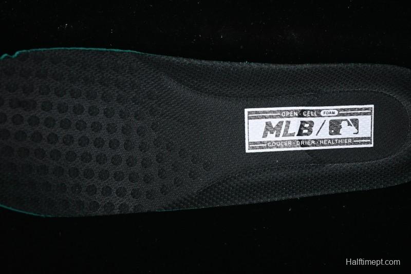 NY Yankees Black Leather Sneakers with Bold Blue Logo