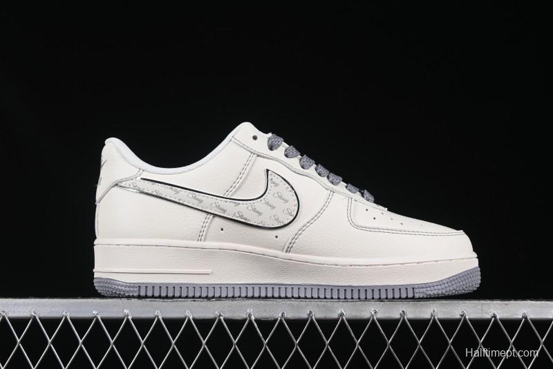 Nike Air Force 1 '07 Low Stussy Collaboration Grey Swoosh Casual Sneakers - HH7518-041
