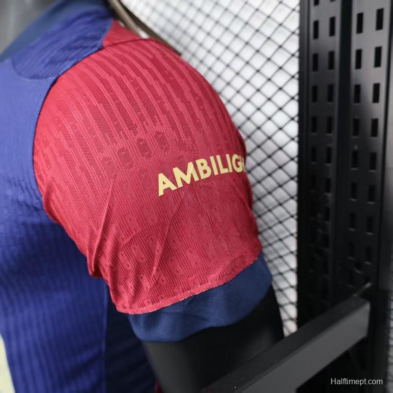 Player Version 25/26 FC Barcelona Home  with Pink "T.S. 1989" Jersey