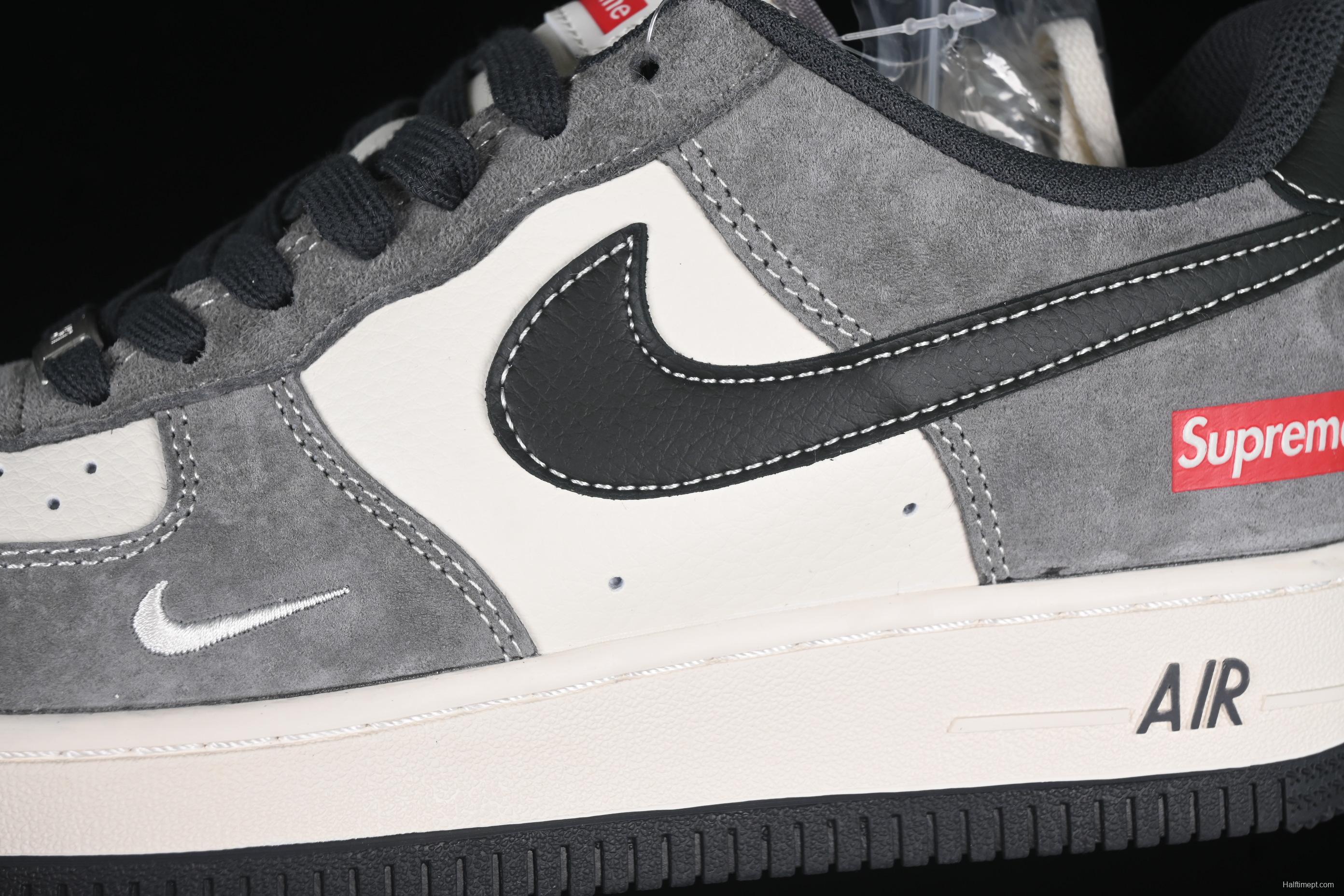 Nike Air Force 1 '07 Low Supreme Collaboration Black Grey Patchwork Casual Sneakers - XZ6188-792