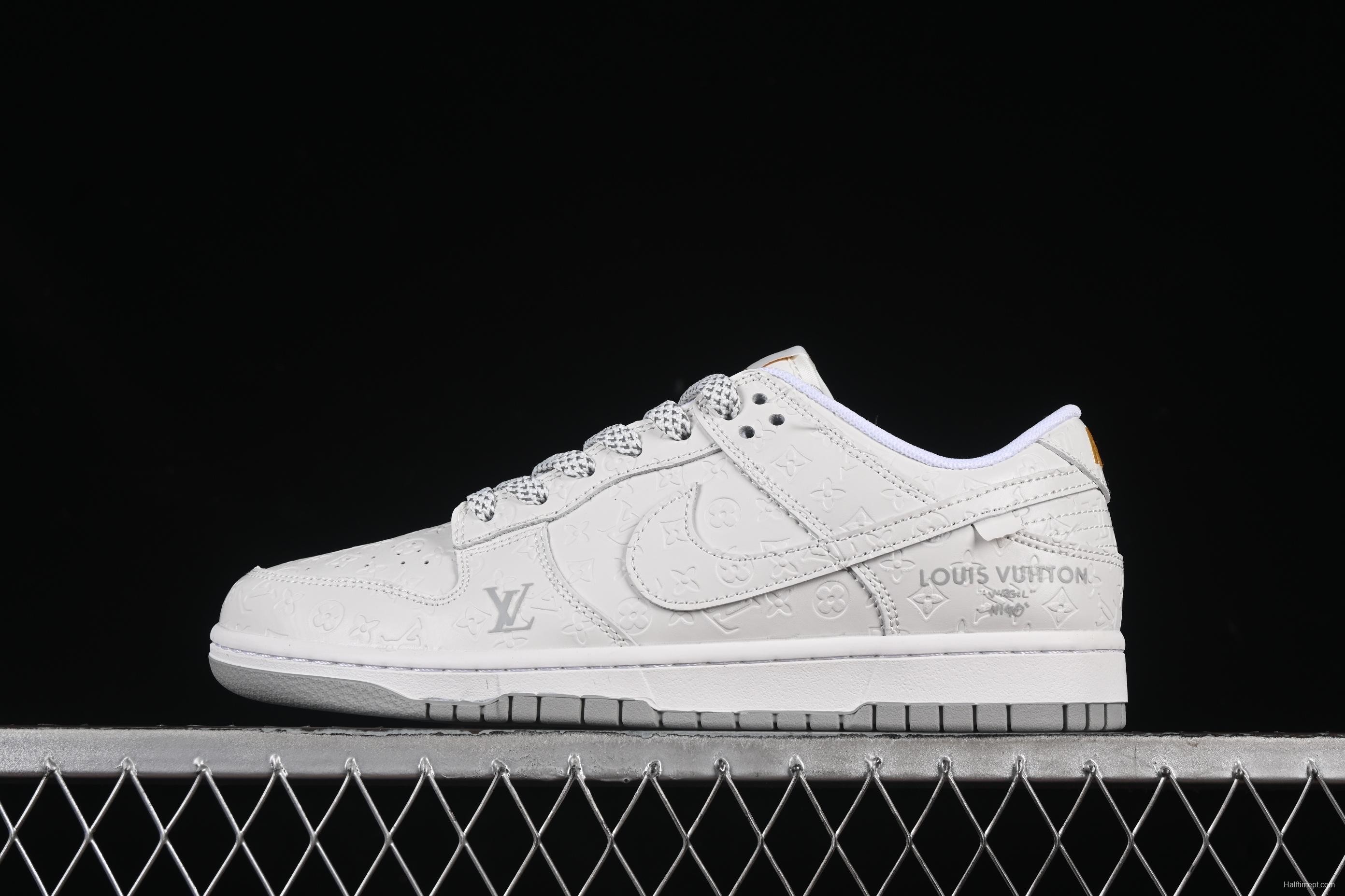 Nike SB Dunk Low LV Collaboration Sneakers in Grey White with Subtle Print - XX3168-140