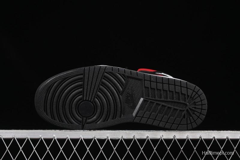 Nike Air Jordan 1 Mid AJ1 Black Red Mid-Top Casual Sneakers - DQ8426-067