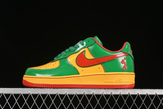 Nike Air Force 1'07 Low Lil Yachty Collaboration Casual Sneakers with Patent Leather and Multicolor Design - IH4383-300