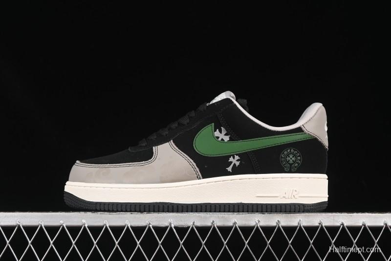 Nike Air Force 1'07 Low Chrome Hearts Collaboration Black Green Swoosh Casual Sneakers - KK1988-074