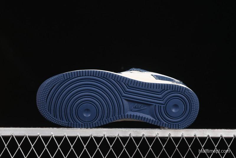 Nike Air Force 1'07 Low LV Collaboration Dark Blue Checkerboard Casual Sneakers - XS1958-551