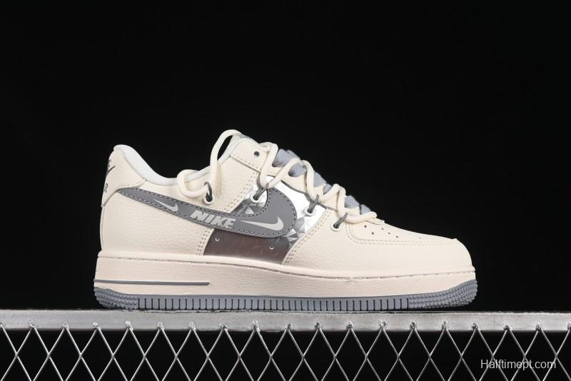 Nike Air Force 1 '07 Low Stussy Collaboration Grey Diamond Lace-Up Casual Sneakers - DM6868-072
