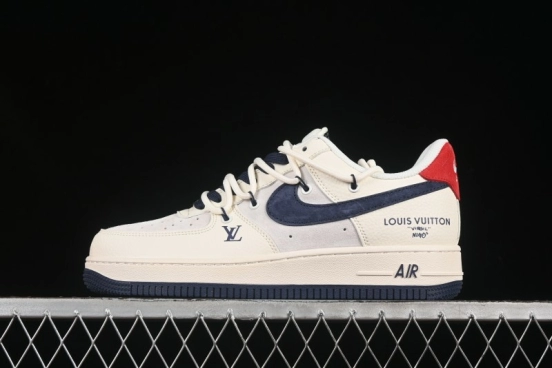 Nike Air Force 1 '07 Low LV Collaboration Blue Swoosh Drawstring Casual Sneakers - DM6868-083