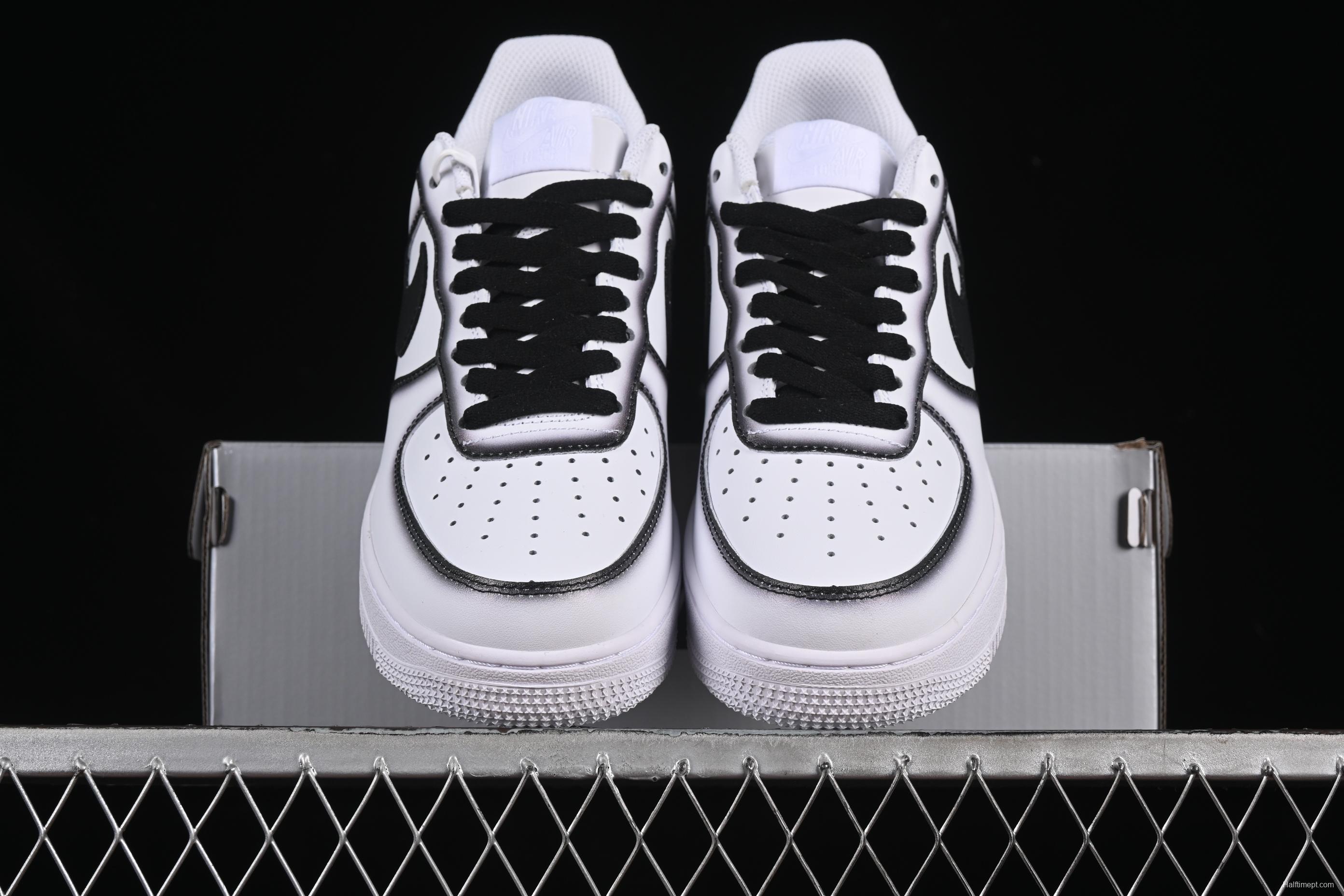 Nike Air Force 1'07 Low Casual Sneakers with Black Border, Green Swoosh & Gold Embroidery - ZH0316-075