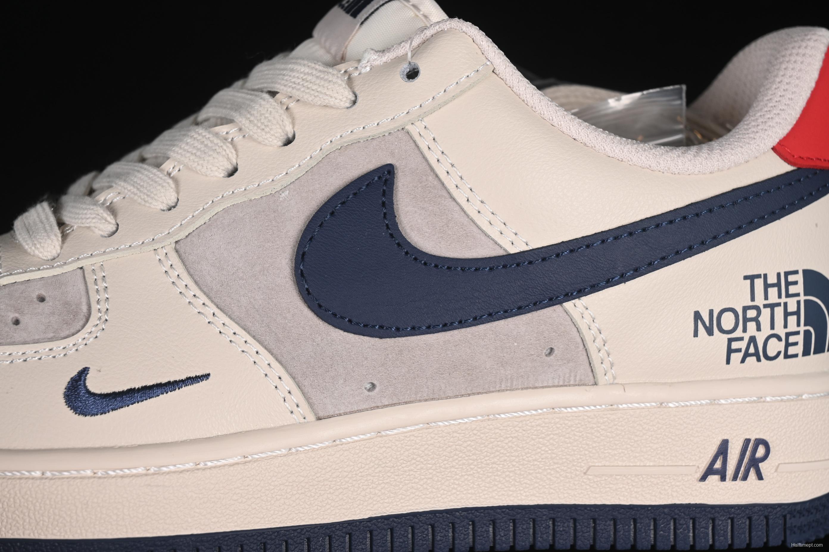 Nike Air Force 1 '07 Low The North Face Collaboration Red Heel Navy Blue Casual Sneakers - XX3168-133