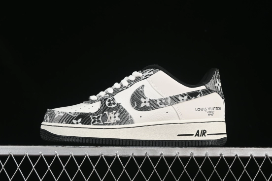 Nike Air Force 1 '07 Low LV Collaboration Grey Black Denim Casual Sneakers - SC9207-539