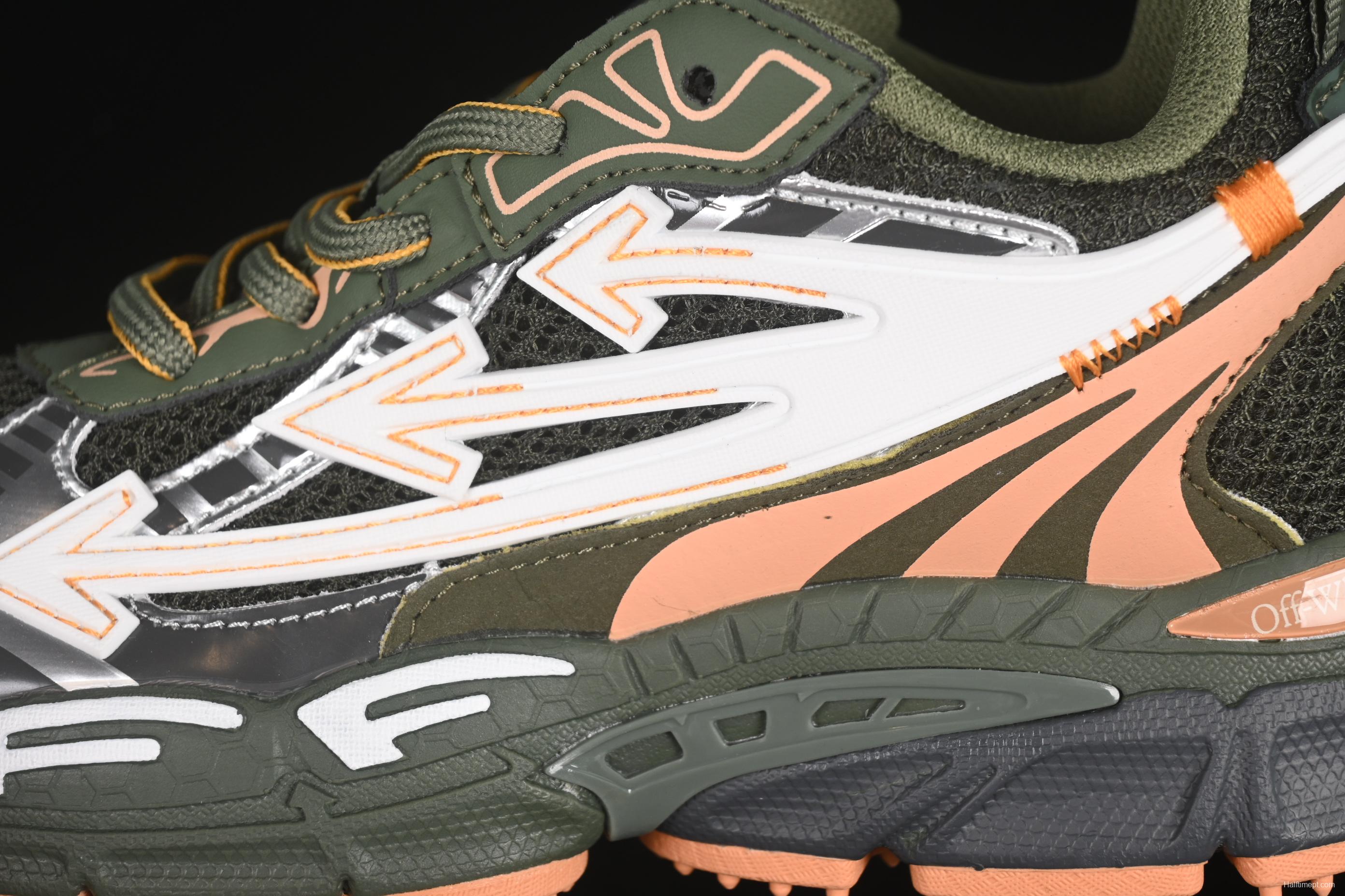 Off-White Be Right Low-Top Lifestyle Sneakers in White Green Orange - C.D4