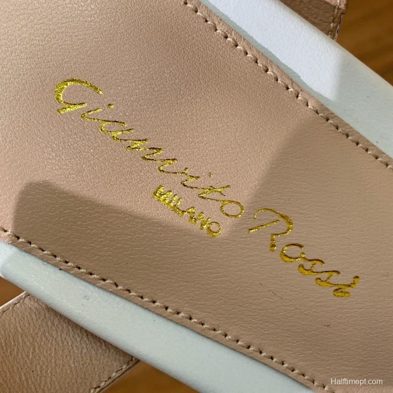 2025 Women Gianvito Rossi White Leather Cork Platform Sandals