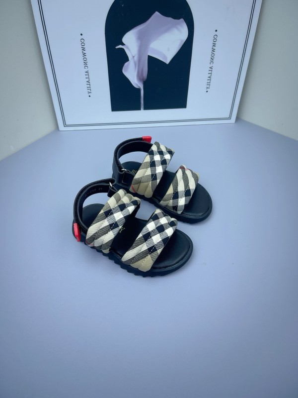 2025 Kids Burberry Beige Black Check Cotton Sandals