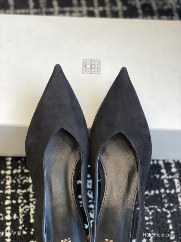 2025 Women Toteme Black Suede Slingback Pumps