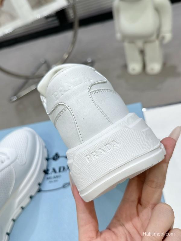 2025 Unisex Prada White Leather Sneakers KFY00310