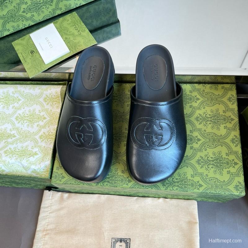 2024 Slippers Gucci Black Leather Slippers