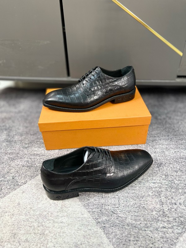 2024 Men Louis Vuitton Black Leather Formal Shoes MJ00380