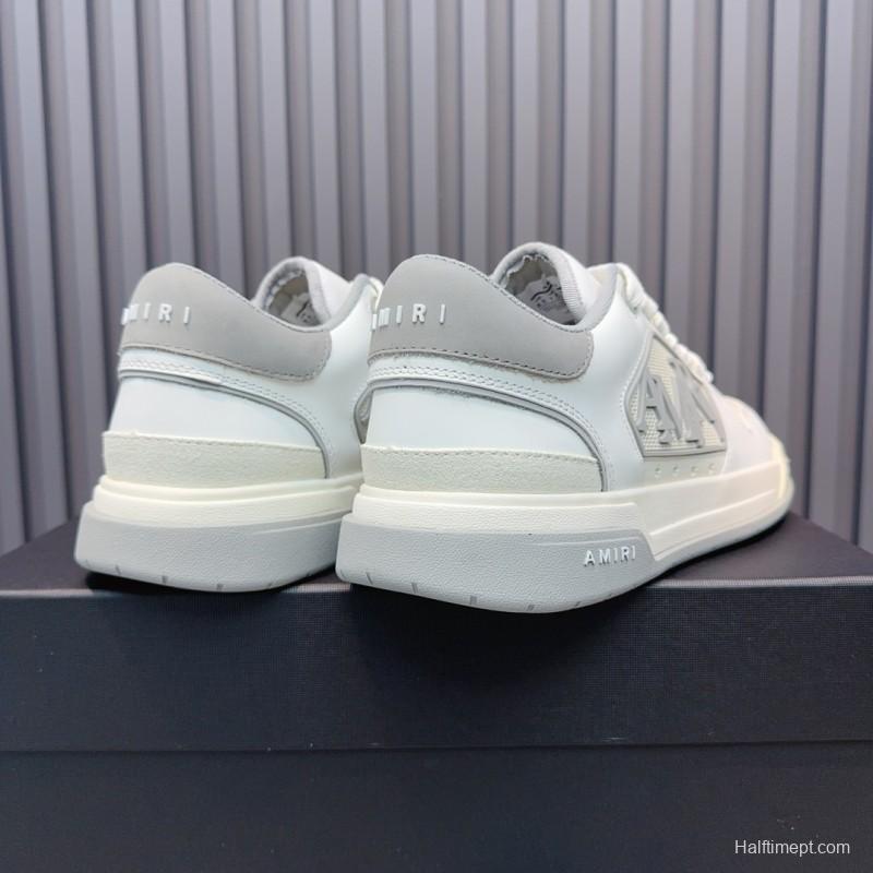 2025 Unisex Amiri White Grey Leather Sneakers MJ00360