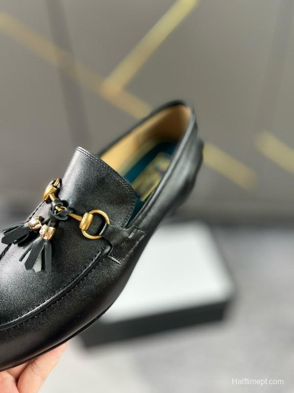 2024 Men Louis Vuitton Black Leather Loafer
