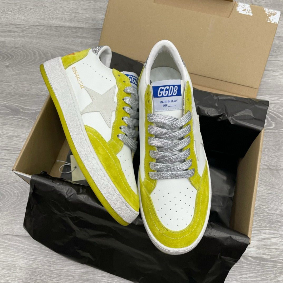 2024 Unisex GGDB White Yellow Suede Leather Sneaker MJ00260