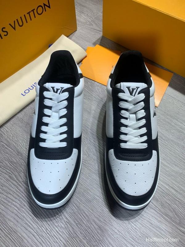 2024 Unisex Louis Vuitton Black White Nappa Calf Leather Sneaker High Frequency Logo MJ00380
