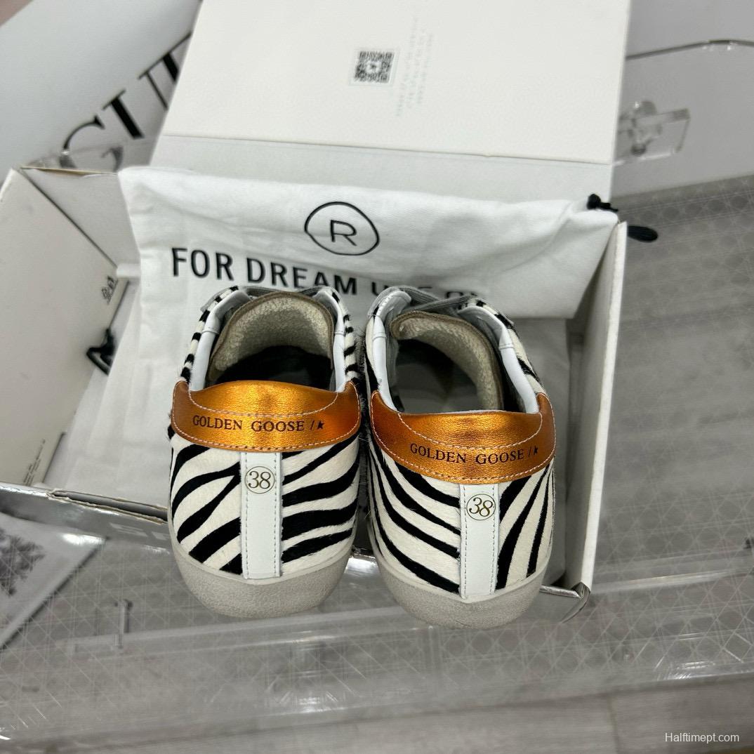 2025 Women GGDB White Black Zebra Leather Suede Sneakers