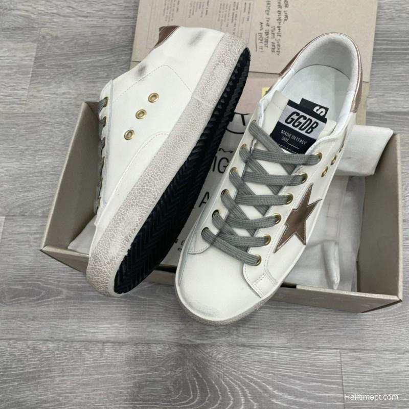 2025 Women GGDB White Brown Leather Sneakers