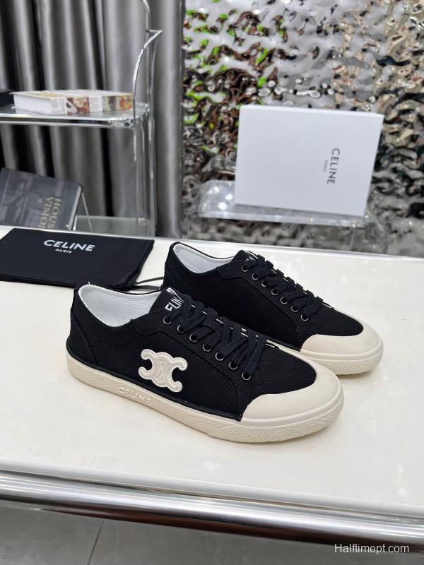 2025 Women Celine Black Canvas Sneakers LY00210