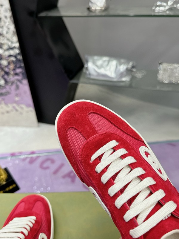 2024 Unisex Gucci Red White Leather Suede Sneakers MJ00310
