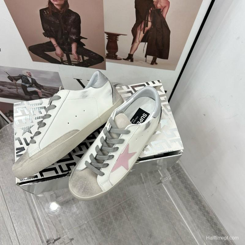 2025 Women GGDB White Pink Leather Sneakers