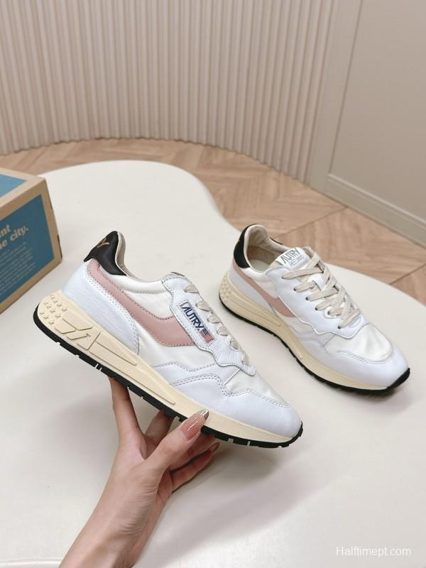 2024 Women Autry White Pink Beige Leather Mesh Casual Sneakers MJ00330