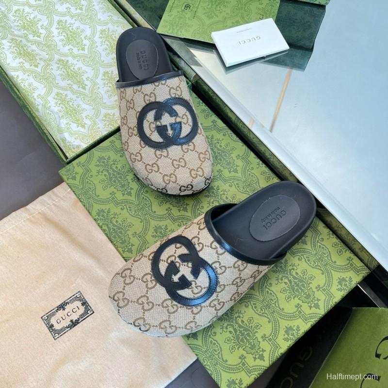 2024 Slippers Gucci beige black fabric mule MJ00280