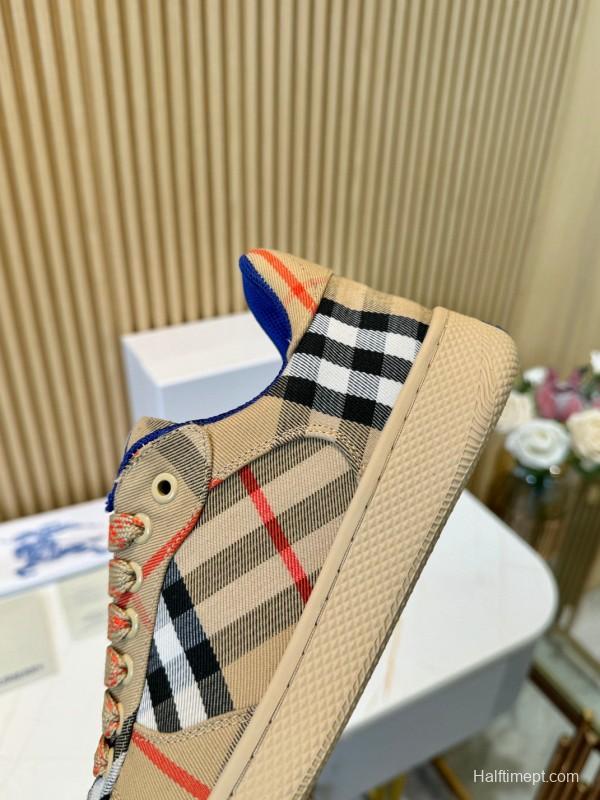 2024 Unisex Burberry Beige Black Red Cotton TPU Sneakers MJ00320